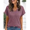 imageAUTOMET Women Tops Summer Sweaters Short Sleeve V Neck Shirts 2025 Spring Fashion Dressy Casual Business Tunic BlousesPurple Red
