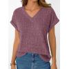 imageAUTOMET Women Tops Summer Sweaters Short Sleeve V Neck Shirts 2025 Spring Fashion Dressy Casual Business Tunic BlousesPurple Red