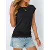 imageAUTOMET Womens Casual Summer Tops Dressy Cap Sleeve Spring T Shirts Ruched Business Fashion Trendy Clothes Outfits 2025Black