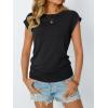 imageAUTOMET Womens Casual Summer Tops Dressy Cap Sleeve Spring T Shirts Ruched Business Fashion Trendy Clothes Outfits 2025Black
