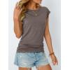 imageAUTOMET Womens Casual Summer Tops Dressy Cap Sleeve Spring T Shirts Ruched Business Fashion Trendy Clothes Outfits 2025Coffeegrey