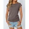 imageAUTOMET Womens Casual Summer Tops Dressy Cap Sleeve Spring T Shirts Ruched Business Fashion Trendy Clothes Outfits 2025Coffeegrey