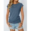 imageAUTOMET Womens Casual Summer Tops Dressy Cap Sleeve Spring T Shirts Ruched Business Fashion Trendy Clothes Outfits 2025Greyblue