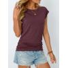 imageAUTOMET Womens Casual Summer Tops Dressy Cap Sleeve Spring T Shirts Ruched Business Fashion Trendy Clothes Outfits 2025Winered