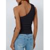imageAUTOMET Womens One Off The Shoulder Tops Summer Outfits 2025 Trendy Sexy Clothes Ribbed Tank Sleeveless Shirts with Cute BowBlack