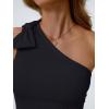 imageAUTOMET Womens One Off The Shoulder Tops Summer Outfits 2025 Trendy Sexy Clothes Ribbed Tank Sleeveless Shirts with Cute BowBlack