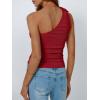 imageAUTOMET Womens One Off The Shoulder Tops Summer Outfits 2025 Trendy Sexy Clothes Ribbed Tank Sleeveless Shirts with Cute BowRed