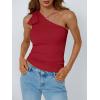 imageAUTOMET Womens One Off The Shoulder Tops Summer Outfits 2025 Trendy Sexy Clothes Ribbed Tank Sleeveless Shirts with Cute BowRed