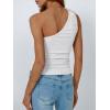 imageAUTOMET Womens One Off The Shoulder Tops Summer Outfits 2025 Trendy Sexy Clothes Ribbed Tank Sleeveless Shirts with Cute BowWhite