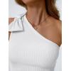 imageAUTOMET Womens One Off The Shoulder Tops Summer Outfits 2025 Trendy Sexy Clothes Ribbed Tank Sleeveless Shirts with Cute BowWhite