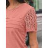 imageAUTOMET Womens Short Sleeve Shirts Dressy Lace Summer Tops 2025 Spring Trendy Casual TShirts Cute Work Outfits BlousesCoral