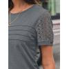 imageAUTOMET Womens Short Sleeve Shirts Dressy Lace Summer Tops 2025 Spring Trendy Casual TShirts Cute Work Outfits BlousesGrey