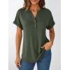 imageAUTOMET Womens Short Sleeve Shirts Henley Dressy Casual Summer Tops 2025 Trendy Blouses Cute TShirts Outfits ClothesArmy Green