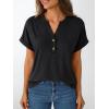 imageAUTOMET Womens Short Sleeve Shirts Henley Dressy Casual Summer Tops 2025 Trendy Blouses Cute TShirts Outfits ClothesBlack
