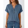 imageAUTOMET Womens Short Sleeve Shirts Henley Dressy Casual Summer Tops 2025 Trendy Blouses Cute TShirts Outfits ClothesBlue