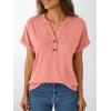 imageAUTOMET Womens Short Sleeve Shirts Henley Dressy Casual Summer Tops 2025 Trendy Blouses Cute TShirts Outfits ClothesCoral