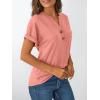imageAUTOMET Womens Short Sleeve Shirts Henley Dressy Casual Summer Tops 2025 Trendy Blouses Cute TShirts Outfits ClothesCoral