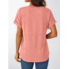 imageAUTOMET Womens Short Sleeve Shirts Henley Dressy Casual Summer Tops 2025 Trendy Blouses Cute TShirts Outfits ClothesCoral