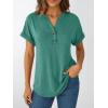 imageAUTOMET Womens Short Sleeve Shirts Henley Dressy Casual Summer Tops 2025 Trendy Blouses Cute TShirts Outfits ClothesGreen