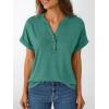 imageAUTOMET Womens Short Sleeve Shirts Henley Dressy Casual Summer Tops 2025 Trendy Blouses Cute TShirts Outfits ClothesGreen