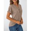imageAUTOMET Womens Short Sleeve Shirts Henley Dressy Casual Summer Tops 2025 Trendy Blouses Cute TShirts Outfits ClothesKhaki