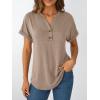 imageAUTOMET Womens Short Sleeve Shirts Henley Dressy Casual Summer Tops 2025 Trendy Blouses Cute TShirts Outfits ClothesKhaki