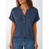 imageAUTOMET Womens Short Sleeve Shirts Henley Dressy Casual Summer Tops 2025 Trendy Blouses Cute TShirts Outfits ClothesNavy