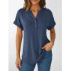imageAUTOMET Womens Short Sleeve Shirts Henley Dressy Casual Summer Tops 2025 Trendy Blouses Cute TShirts Outfits ClothesNavy