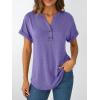 imageAUTOMET Womens Short Sleeve Shirts Henley Dressy Casual Summer Tops 2025 Trendy Blouses Cute TShirts Outfits ClothesPurple