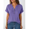imageAUTOMET Womens Short Sleeve Shirts Henley Dressy Casual Summer Tops 2025 Trendy Blouses Cute TShirts Outfits ClothesPurple