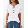 imageAUTOMET Womens Short Sleeve Shirts Henley Dressy Casual Summer Tops 2025 Trendy Blouses Cute TShirts Outfits ClothesWhite