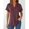 imageAUTOMET Womens Short Sleeve Shirts Henley Dressy Casual Summer Tops 2025 Trendy Blouses Cute TShirts Outfits ClothesWine