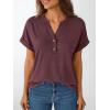 imageAUTOMET Womens Short Sleeve Shirts Henley Dressy Casual Summer Tops 2025 Trendy Blouses Cute TShirts Outfits ClothesWine