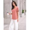 imageAUTOMET Womens Tops Short Sleeve T Shirt Summer V Neck Casual Top 2025 Spring Cute Basic Trendy Outfits FashionCoral