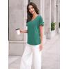imageAUTOMET Womens Tops Short Sleeve T Shirt Summer V Neck Casual Top 2025 Spring Cute Basic Trendy Outfits FashionGreenblue