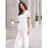 imageAUTOMET Womens Tops Short Sleeve T Shirt Summer V Neck Casual Top 2025 Spring Cute Basic Trendy Outfits FashionWhite
