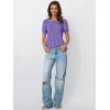 imageAUTOMET Womens Tops Short Sleeve TShirts Blouses Dressy Casual Business Puff Pleated Summer Fashion 2025 Basic Comfy ClothesPurple
