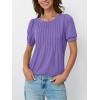 imageAUTOMET Womens Tops Short Sleeve TShirts Blouses Dressy Casual Business Puff Pleated Summer Fashion 2025 Basic Comfy ClothesPurple