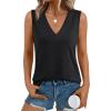 imageAUTOMET V Neck Tank Tops Womens Casual Sleeveless Flowy Vacation Summer ShirtsBlack