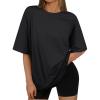 imageAUTOMET Womens Oversized T Shirts Workout Plus Size Short Sleeve Tops Casual Loose Basic Tees Summer Trendy Outfits 2025Black