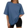 imageAUTOMET Womens Oversized T Shirts Workout Plus Size Short Sleeve Tops Casual Loose Basic Tees Summer Trendy Outfits 2025Blue