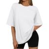 imageAUTOMET Womens Oversized T Shirts Workout Plus Size Short Sleeve Tops Casual Loose Basic Tees Summer Trendy Outfits 2025White