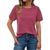 imageAUTOMET Womens Short Sleeve Shirts Dressy Lace Summer Tops 2025 Spring Trendy Casual TShirts Cute Work Outfits BlousesRose