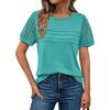 imageAUTOMET Womens Short Sleeve Shirts Dressy Lace Summer Tops 2025 Spring Trendy Casual TShirts Cute Work Outfits BlousesTeal