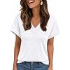 imageAUTOMET Womens Tops Short Sleeve T Shirt Summer V Neck Casual Top 2025 Spring Cute Basic Trendy Outfits FashionWhite