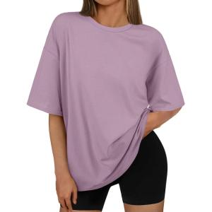 imageAUTOMET Womens Oversized T Shirts Workout Plus Size Short Sleeve Tops Casual Loose Basic Tees Summer Trendy Outfits 2025Darkpink