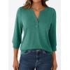 imageAUTOMET Womens Blouses Henley V Neck Shirts 34 Length Sleeve Summer Tops