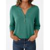 imageAUTOMET Womens Blouses Henley V Neck Shirts 34 Length Sleeve Summer Tops