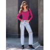 imageAUTOMET Womens Long Sleeve Shirts Square Neck Tops Ribbed Knit Basic Teen Girls Crop Tops Fall Outfits Fashion Clothes 2025Hotpink