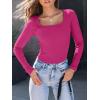 imageAUTOMET Womens Long Sleeve Shirts Square Neck Tops Ribbed Knit Basic Teen Girls Crop Tops Fall Outfits Fashion Clothes 2025Hotpink